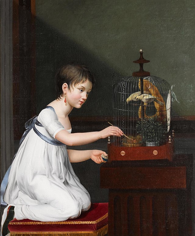 girl with a bird cage